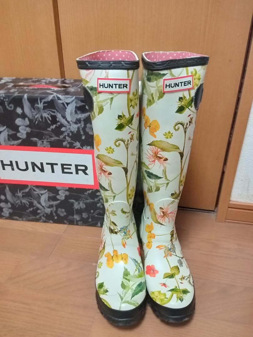 グリーンスムージー　ハンター花柄レインブーツ　ガーデン