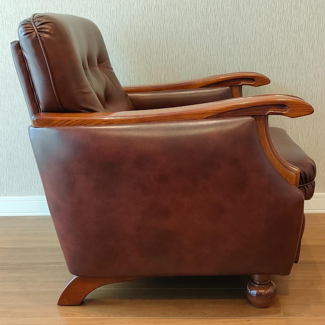 ヴィンテージソファ　1人掛け　ひじ掛け　レザー②