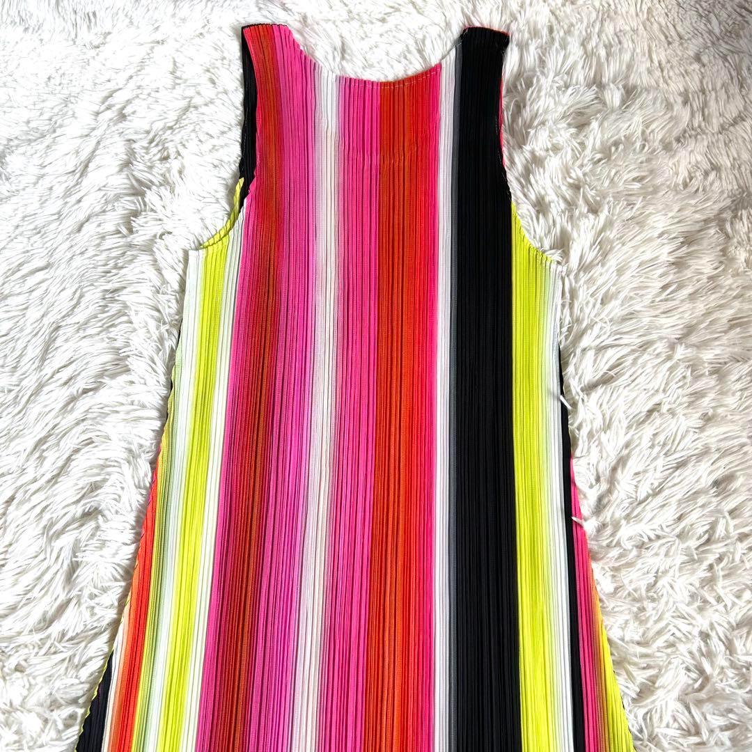 【美品】プリーツプリーズ Aライン ストライプ マキシ丈 ワンピース 5