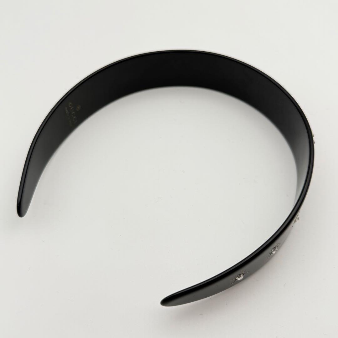 美品✨グッチ カチューシャ ヘアバンド クリスタル インターロッキングG 黒