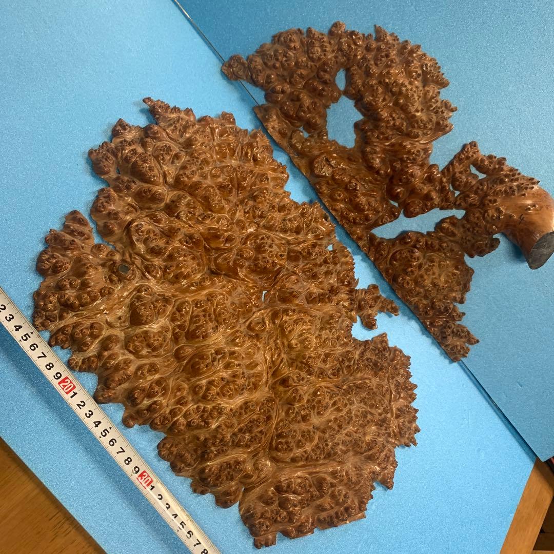 希少極上葡萄杢玉杢瘤バール材置物素材　2個セット