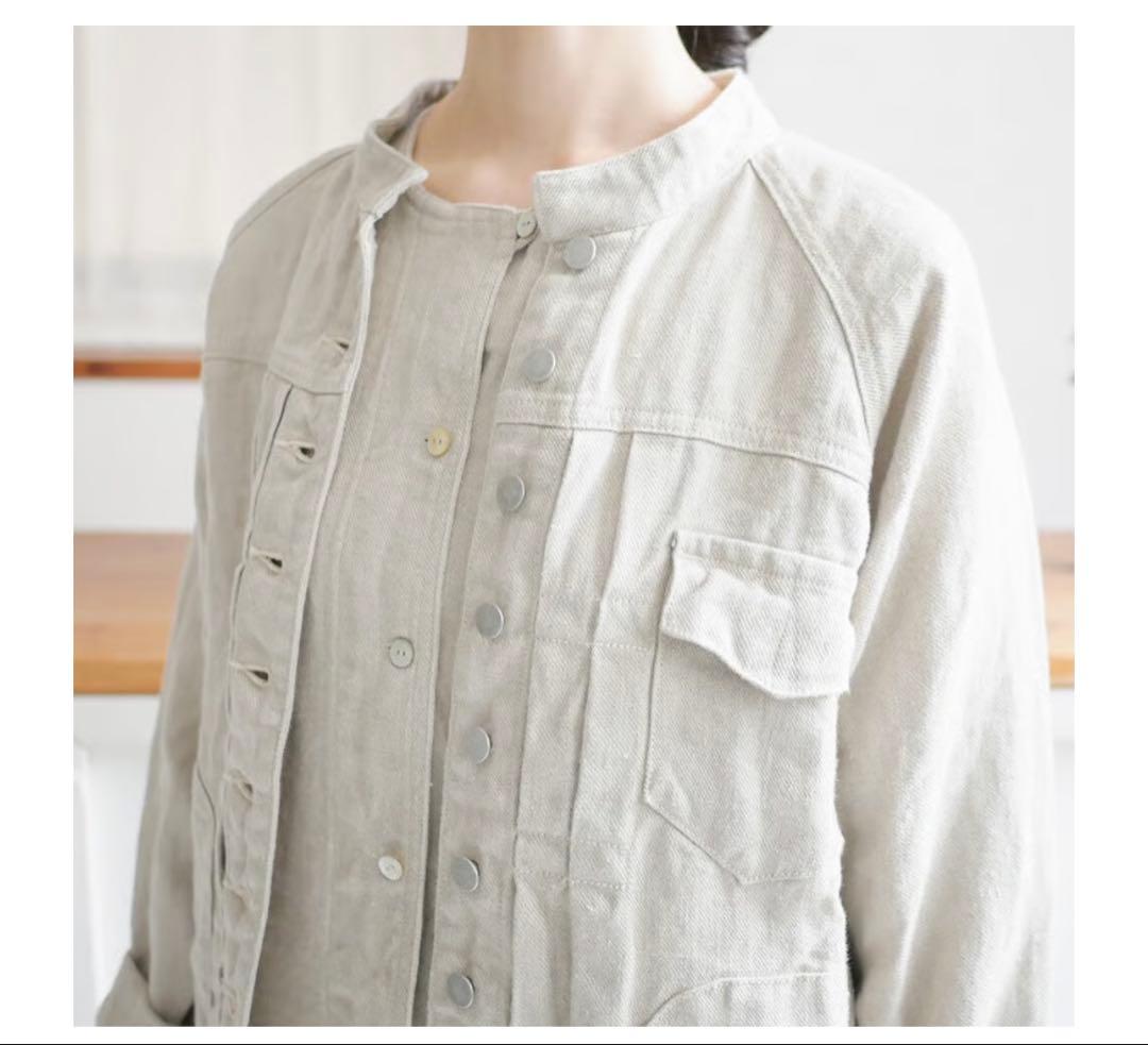 Si-Si-Si Comfort リネン スタンドカラージャケット ECRU
