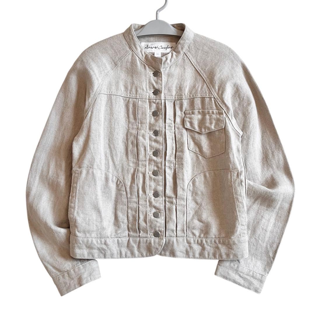 Si-Si-Si Comfort リネン スタンドカラージャケット ECRU
