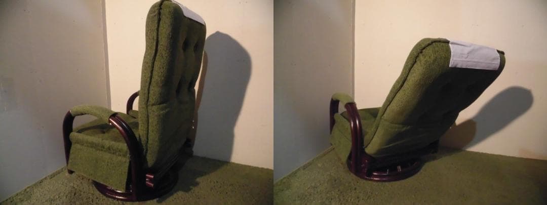 アウトレット【送料無料】高級ラタンギア式リクライニング回転座椅子【ミドル】GR