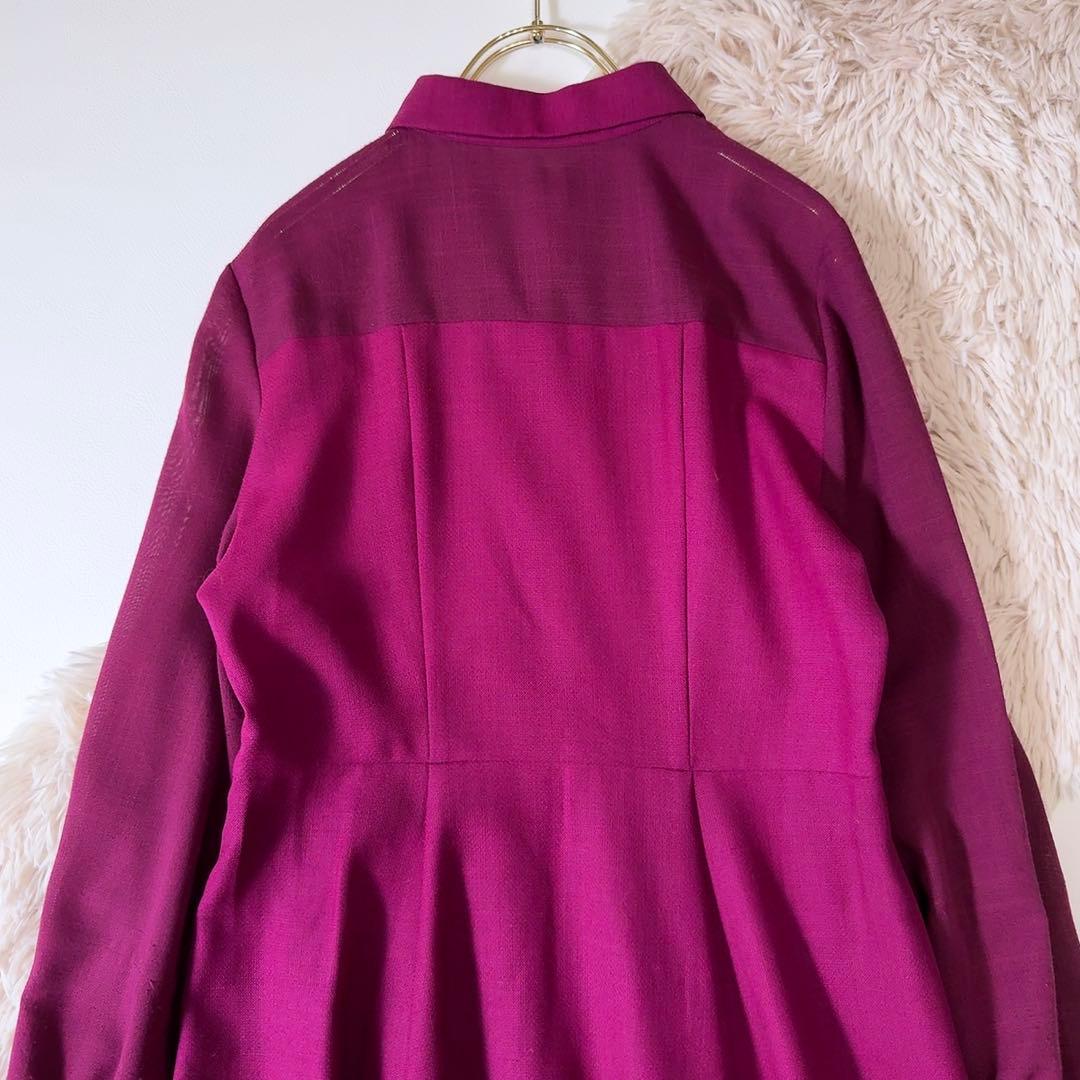 美品ꕥアナイ 現行品 シアーコンビフレア ワンピース ペチコート付 前開き