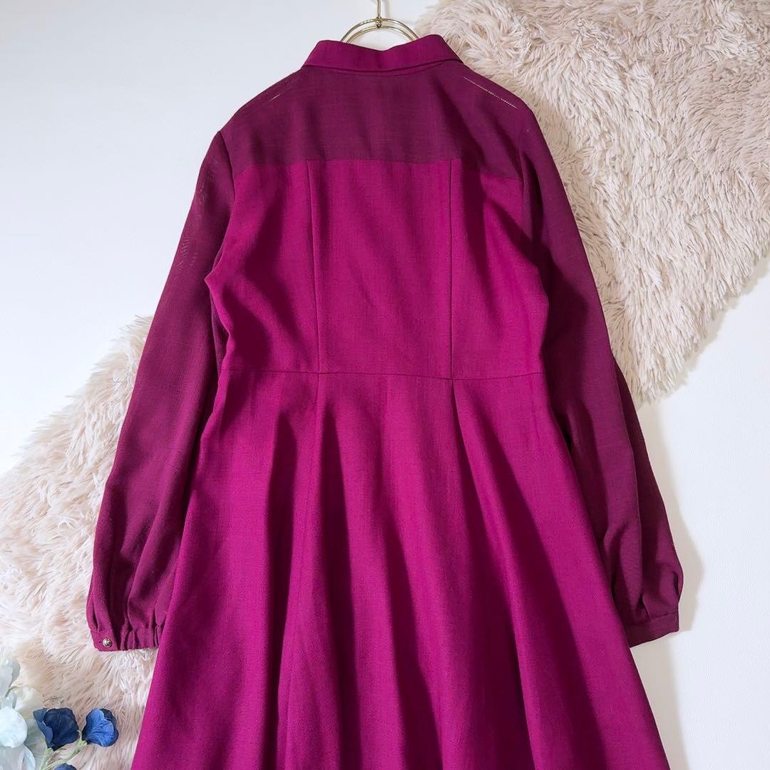 美品ꕥアナイ 現行品 シアーコンビフレア ワンピース ペチコート付 前開き