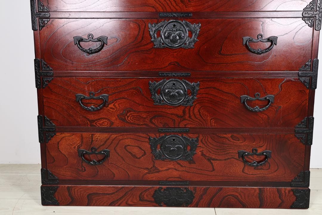 のりりん　 民芸家具　岩谷堂 箪笥　南部鉄金具　桐紋　中桐六段　重厚