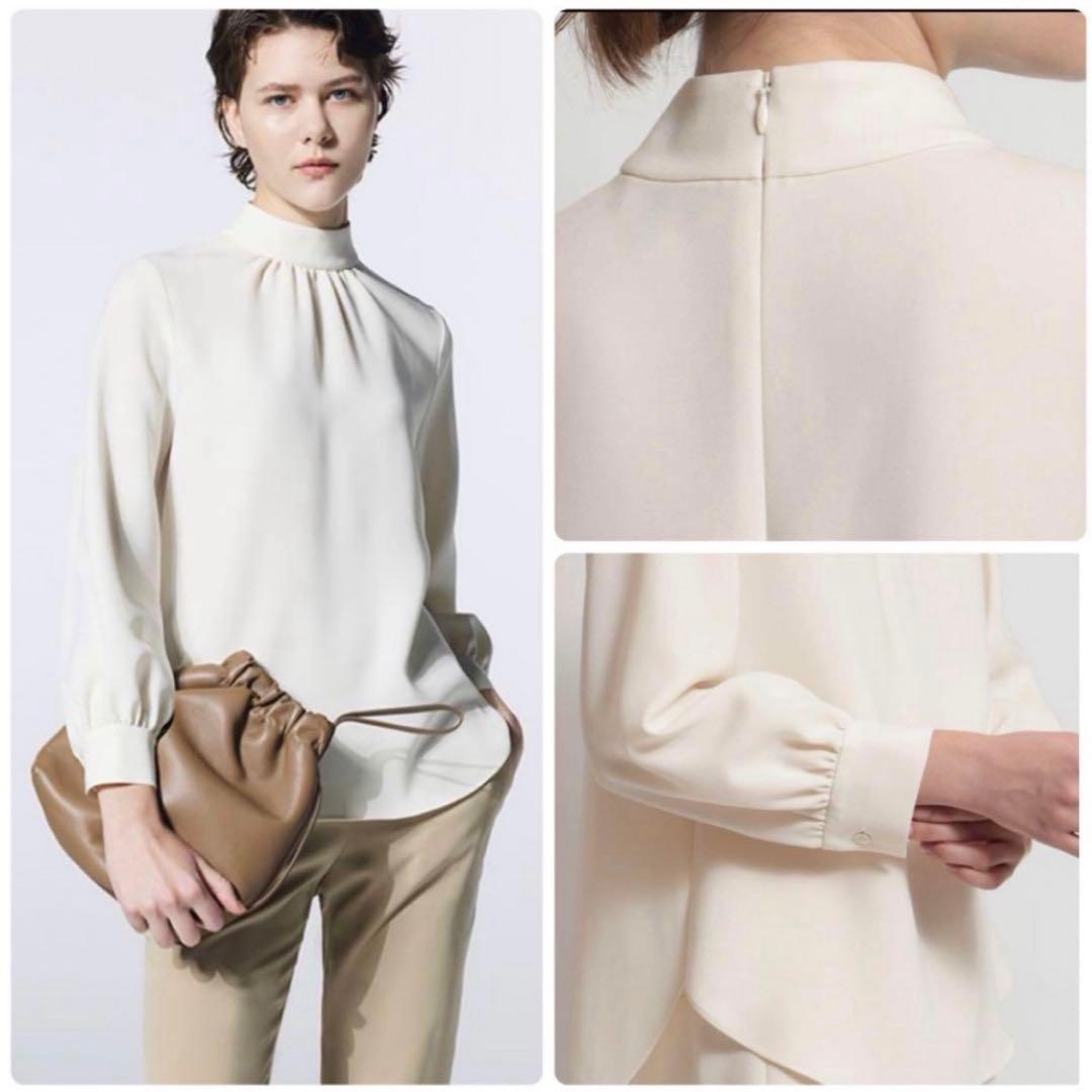 Theory セオリー　Classic Crepe スタンドカラーブラウス