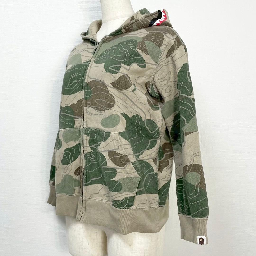 y2k❤️ A BATHING APE カモ柄 シャーク ジップパーカー