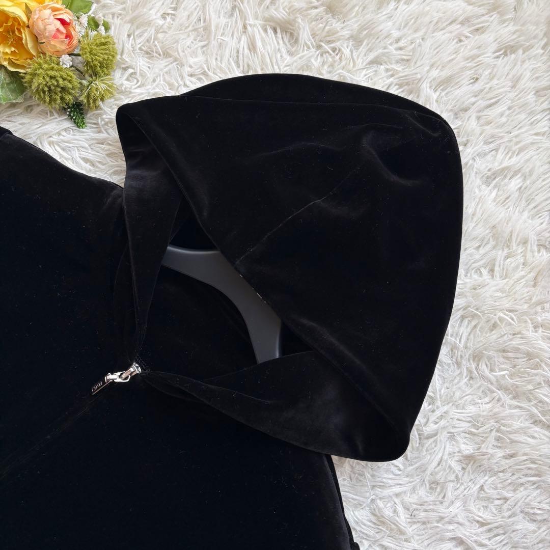 未使用級 20年♡フォクシー ベロアノアール パーカー クロップド ダブルジップ