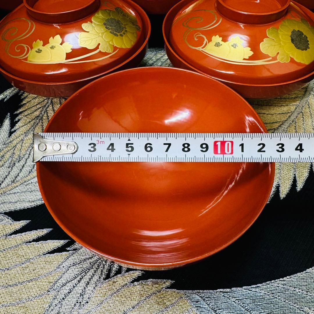 漆器　輪島塗　沈金　金蒔絵　木製　蓋付椀　お煮物椀　吸物椀　9客