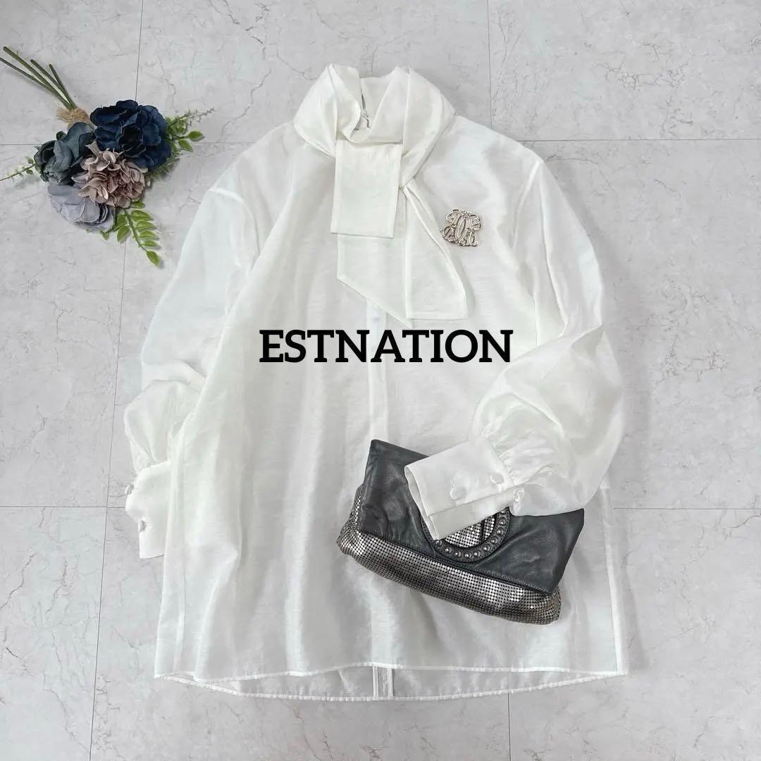 極美品⭐︎ESTNATION 3.3万　ボウタイ ブラウス　ホワイト　セレモニー
