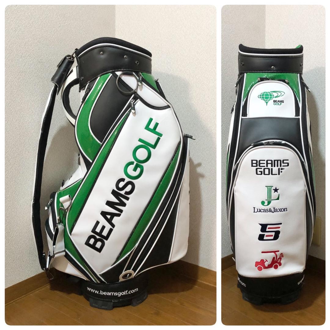 BEAMS GOLF キャディバッグ ホワイト/グリーン カート 5分割