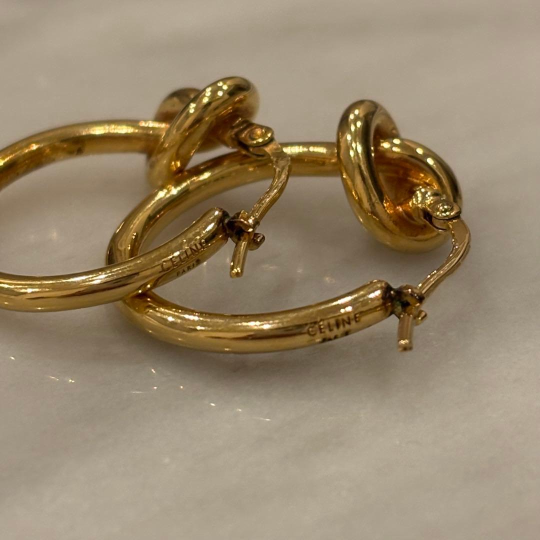 CELINE セリーヌ ノット ピアス ゴールド