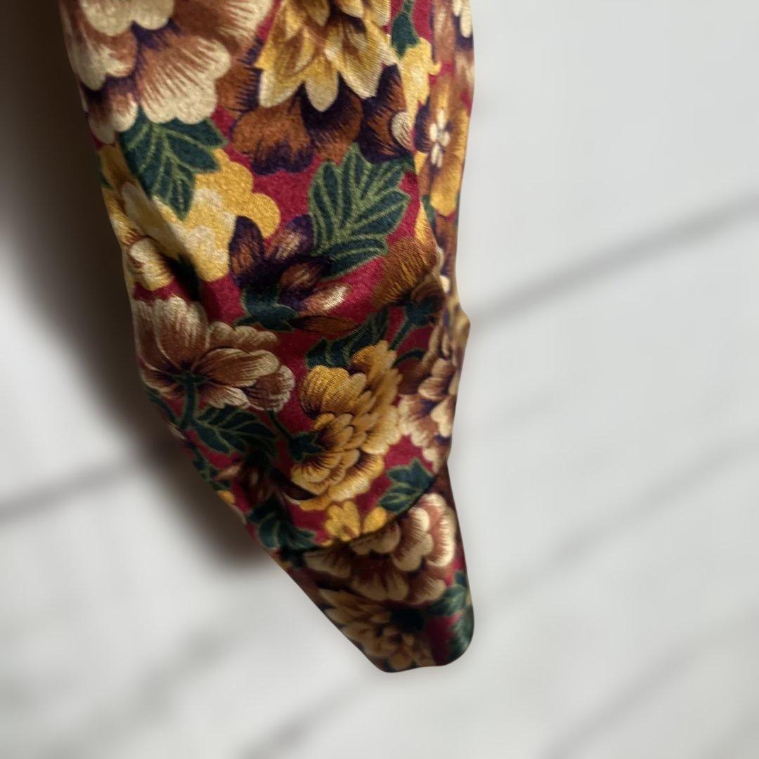 ヴィンテージ　LOEWE 花柄　クロップドシャツ　肩パッド　シルク100%