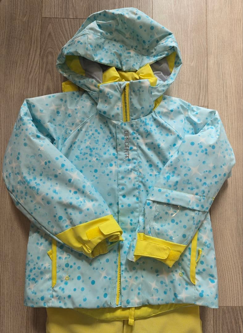 DESCENTE 子供スキーウェア 120cm(105-125cm) 水色と黄色