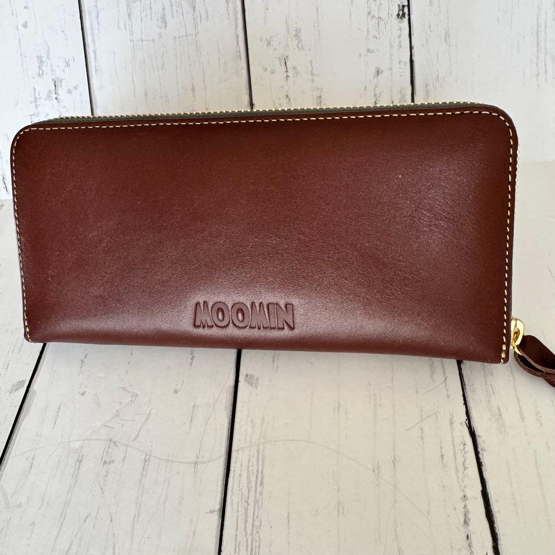 新品　公式　MOOMIN ムーミン 長財布 本革 ラウンドファスナー　スナフキン
