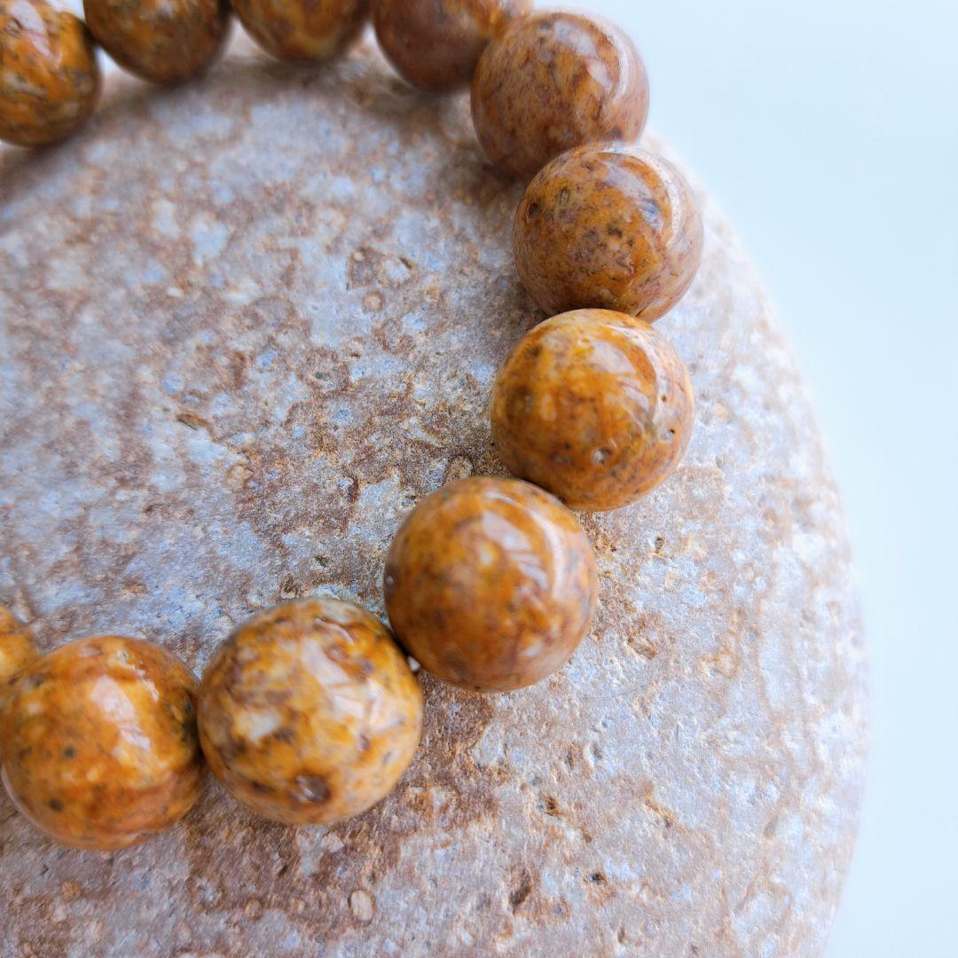 大玉 姫川薬石 ブレスレット14㎜ 内周16.8cm 虎石 日本の石