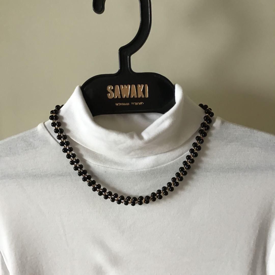 ブラック珊瑚ネックレス　サンゴ　黒　k14 S22