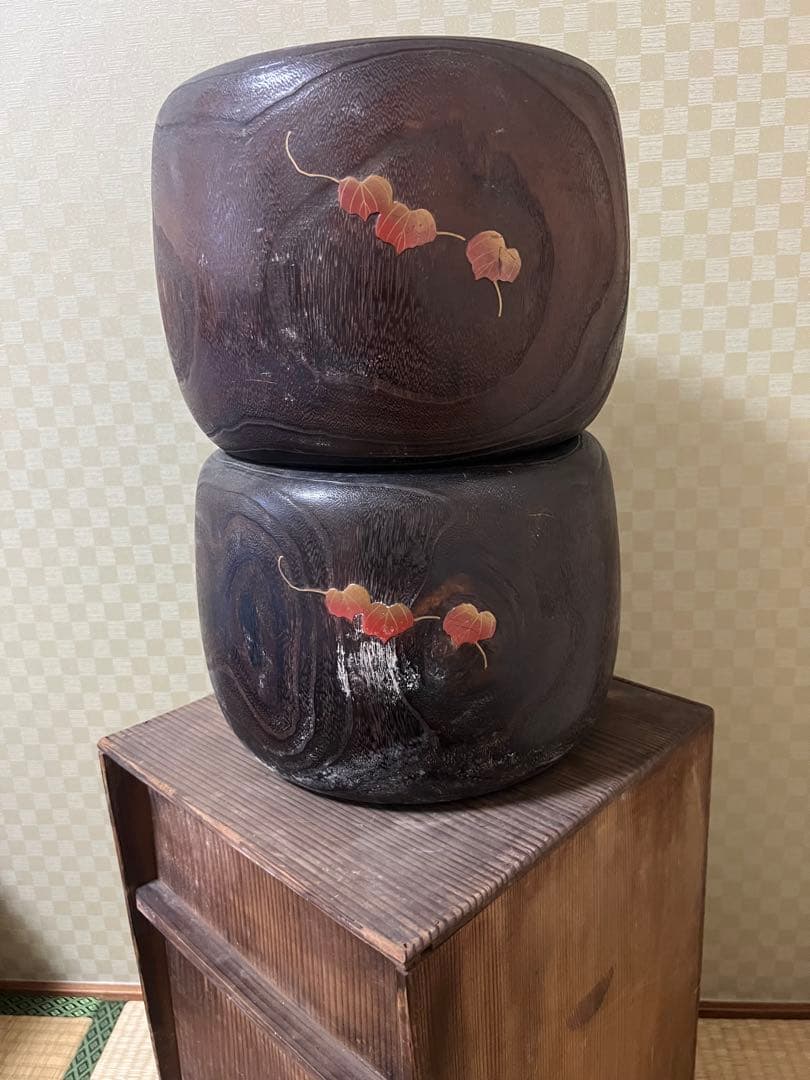 専用です　旧家蔵出し　蒔絵火鉢　一対　供箱