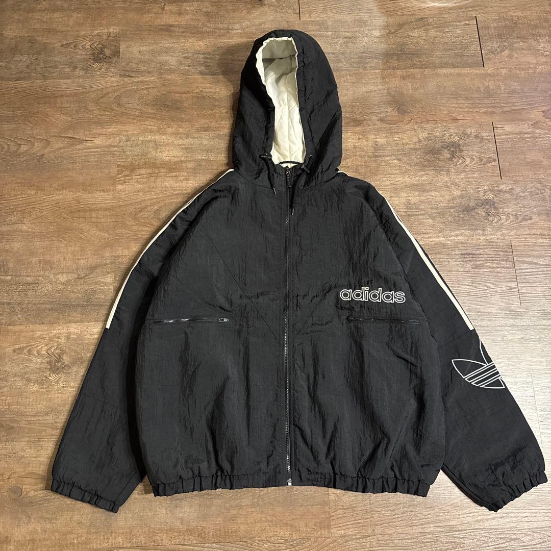 90s adidas トレフォイル ジップパーカー ナイロン ジャケット 短丈