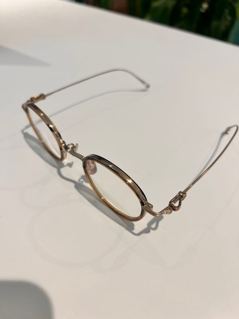 金子眼鏡 丸メガネ ゴールド×ブラウン 未使用品 日本製 現品のみ