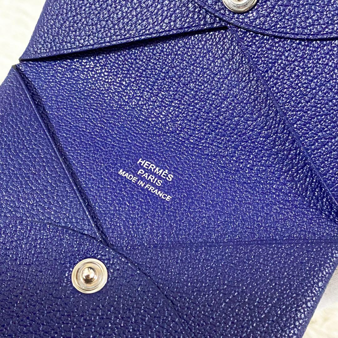 【未使用】エルメス 名刺入れ カルヴィ ヴェルソ ネイビー D刻印 メンズ