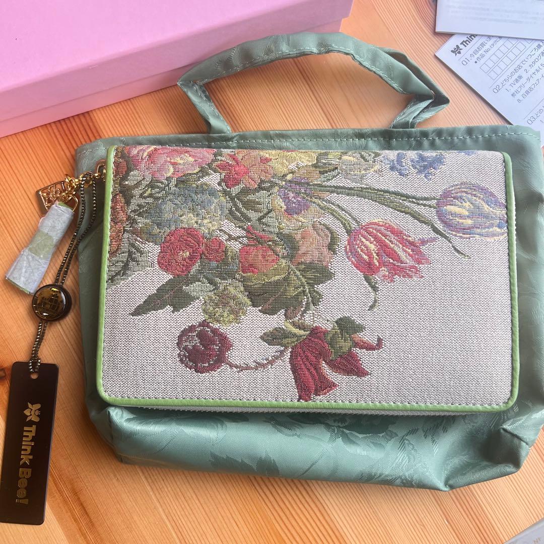 新品 箱付き✨シンクビー！ チェストフィオーレ 長財布 グリーン　ゴブラン織り