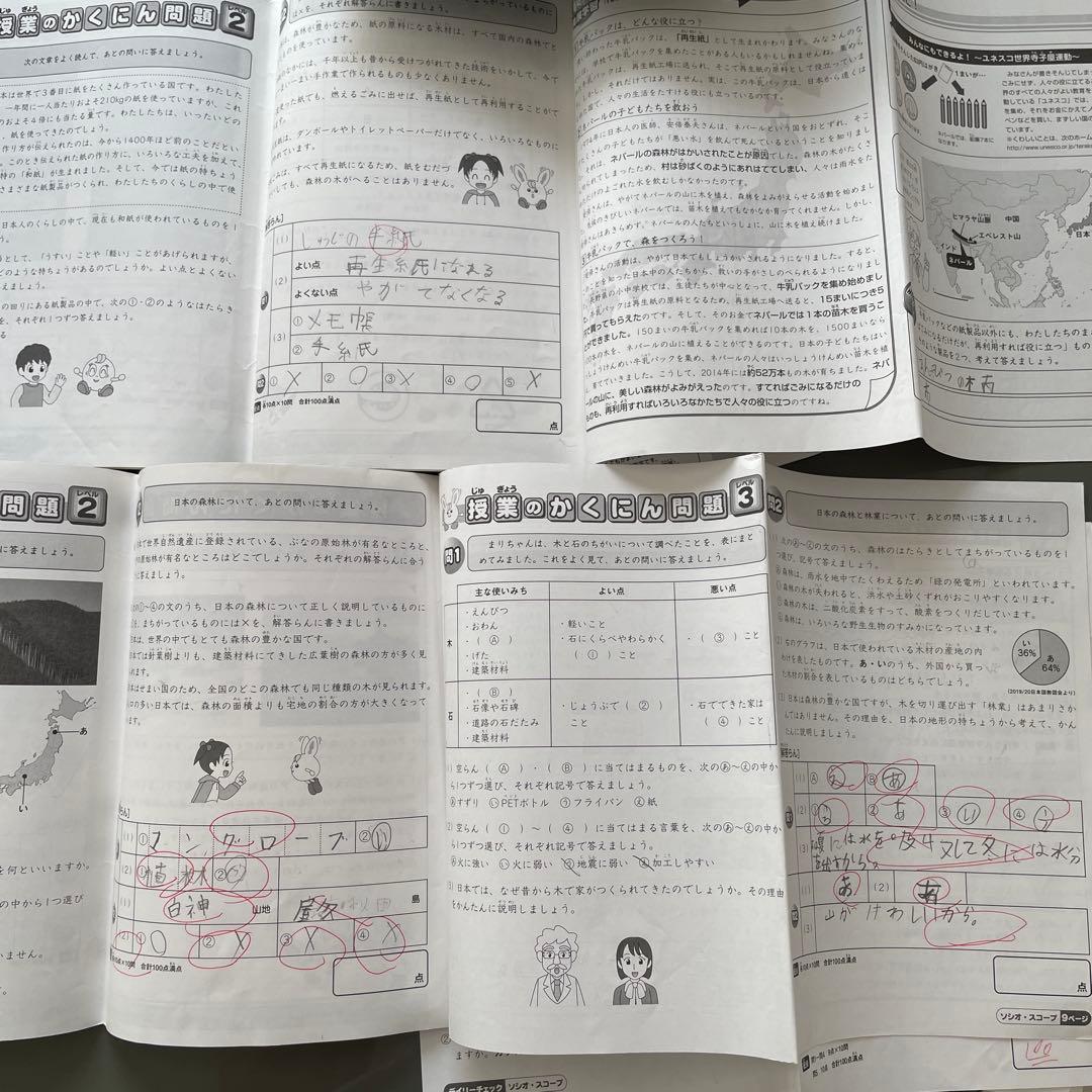 サピックス　4年　理科　社会　1年分テキスト　季節講習付