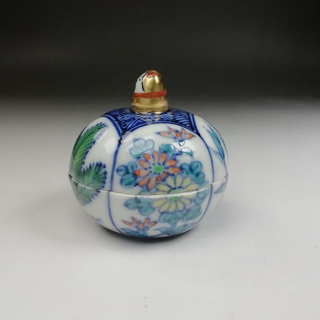 Ｔ８３９　香合　『干支　色絵　戌』『平安　高野昭阿弥 造』　共箱　茶道具