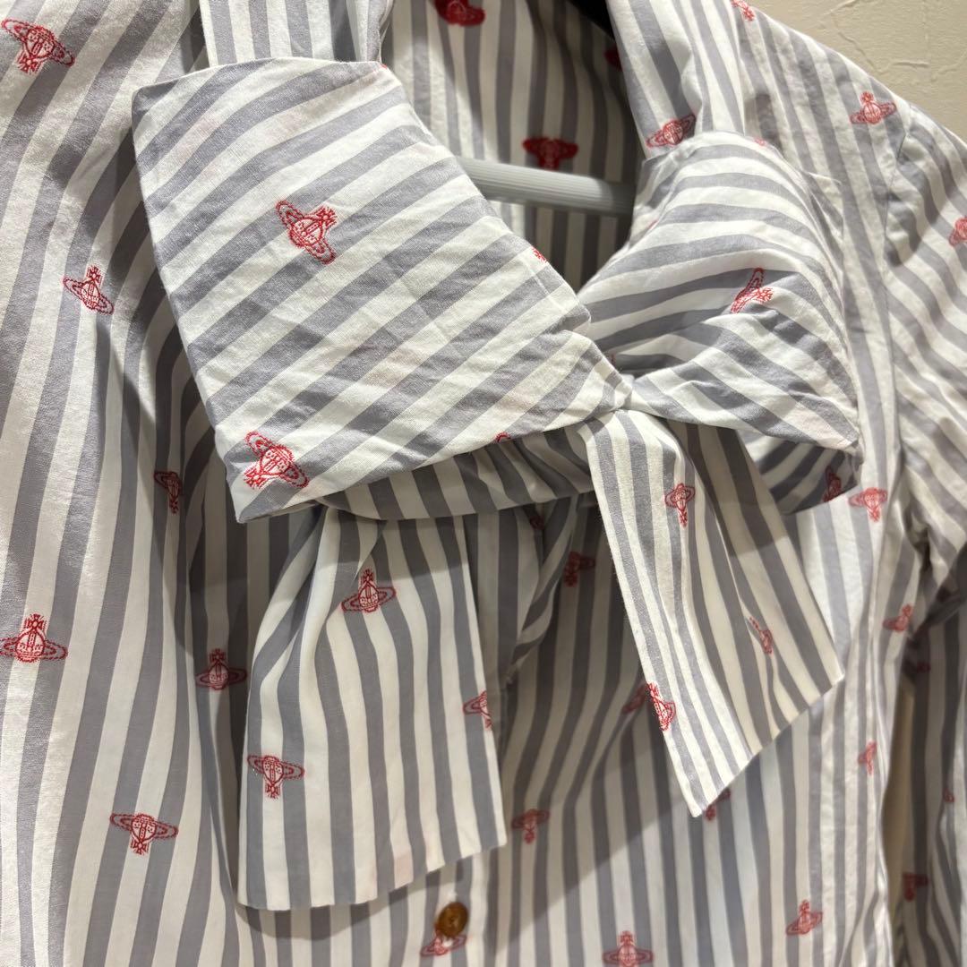 Vivienne Westwood RED LABELリボン付きストライプシャツ