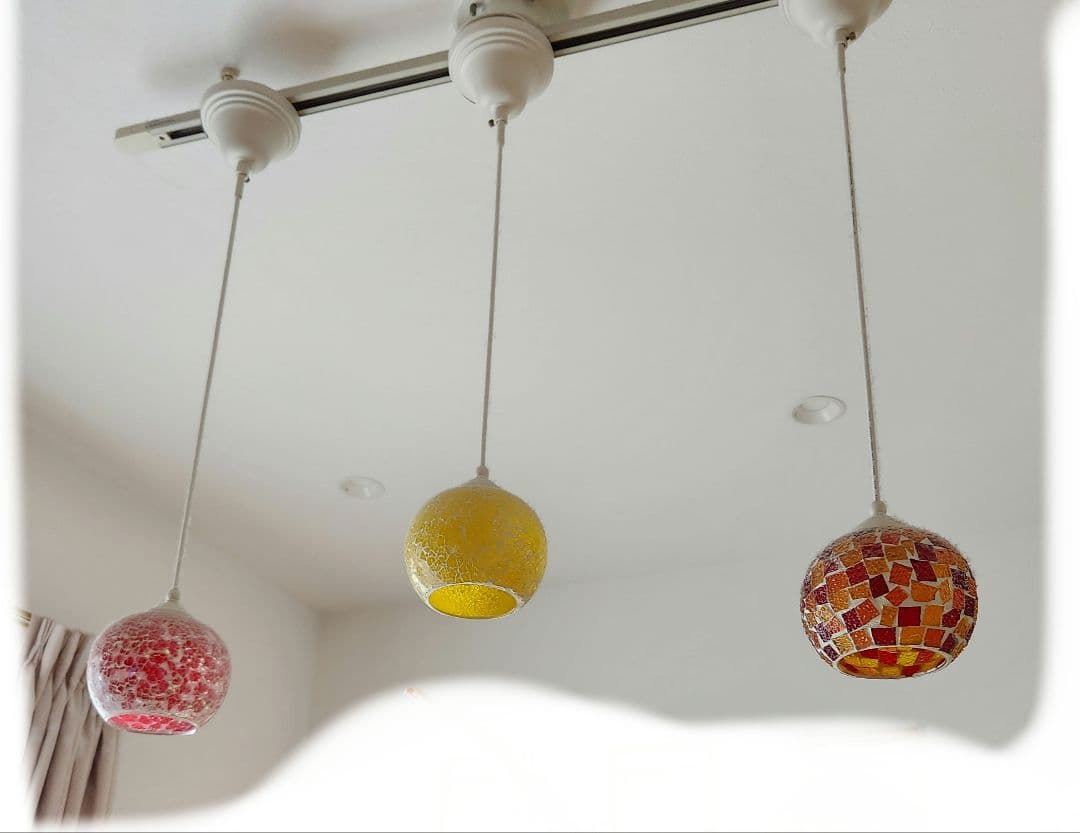 最終値下げ　北欧 ペンダントライト　モザイクガラス3点セット