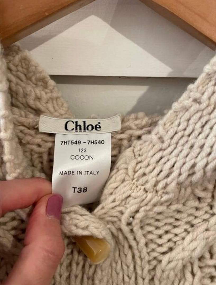 Chloé big hood knit cardigan