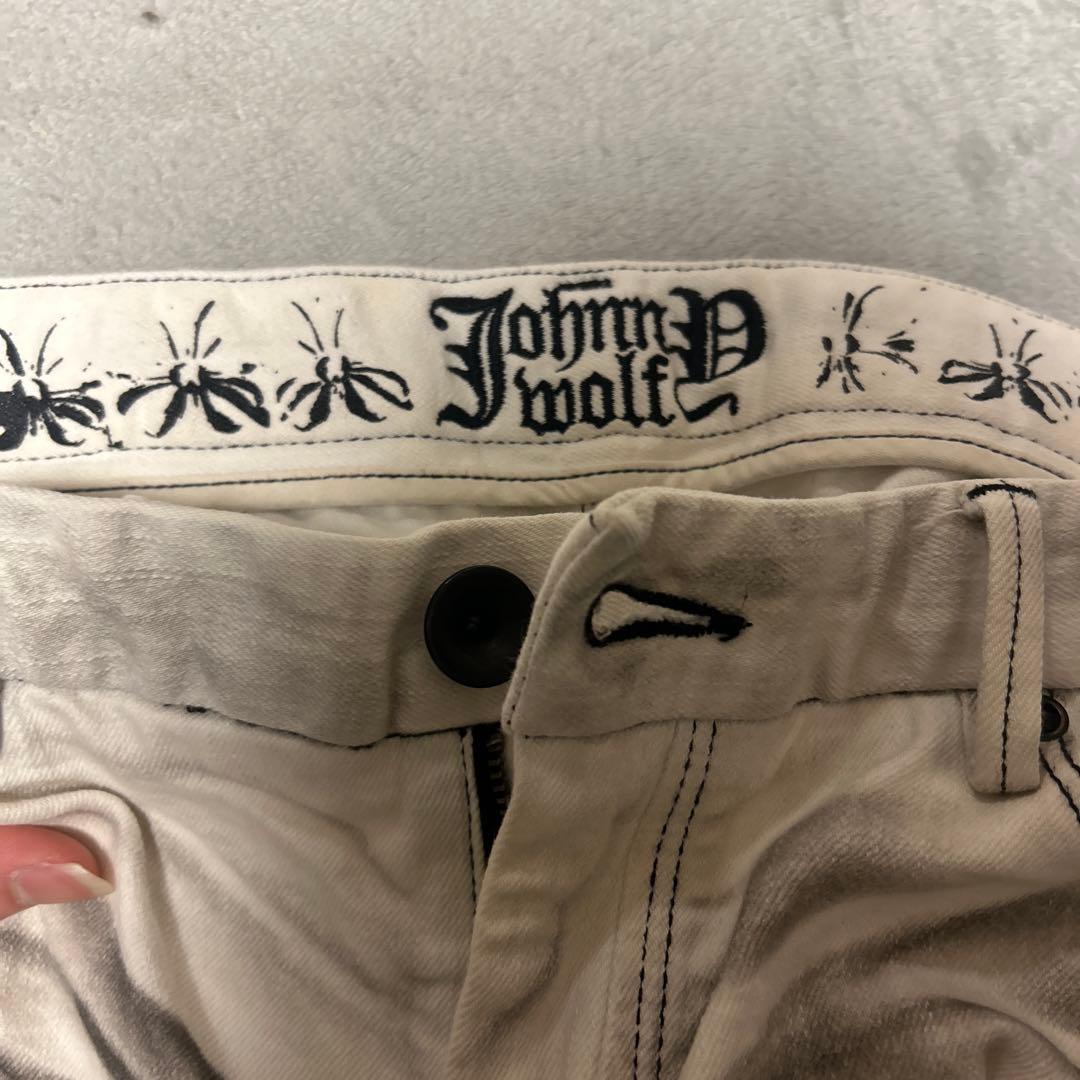 Johnny wolfスキニーデニムホワイトお兄系　y2k ギャル男　早い者勝ち