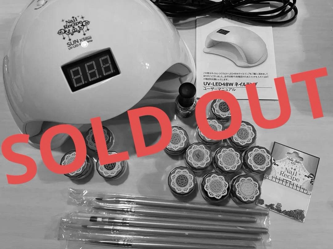 【ほぼ未使用】王道⭐️ネイルレシピ　ジェルネイルセット♡ライト、筆付