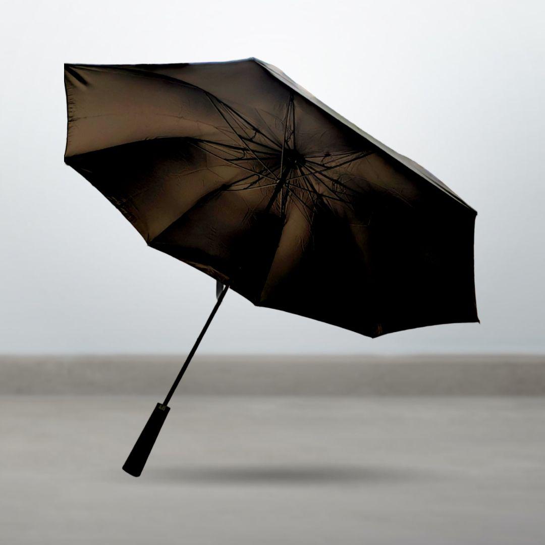 【CHANEL】シャネル　マトラッセ　折り畳み傘　ココマーク　レザーケース付　黒