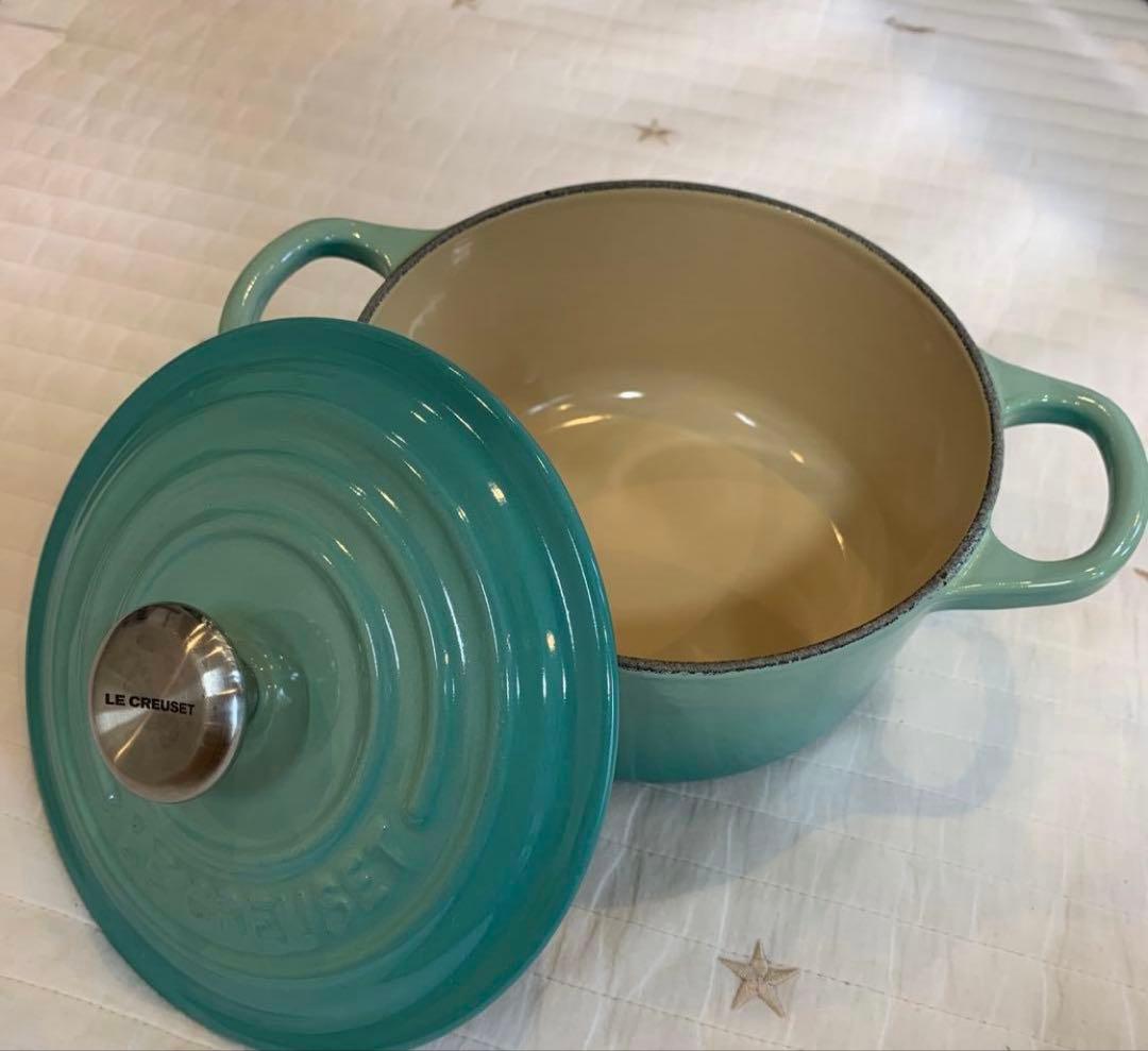 ル・クルーゼ　ココットロンド　14cm クールミント　離乳食　小鍋　インテリア