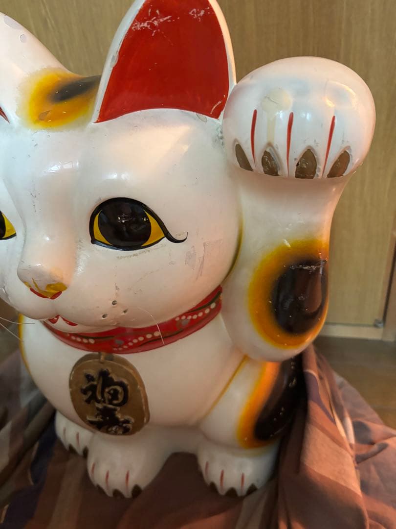 招き猫(左手) 特大 開運 アンティーク　送料込み