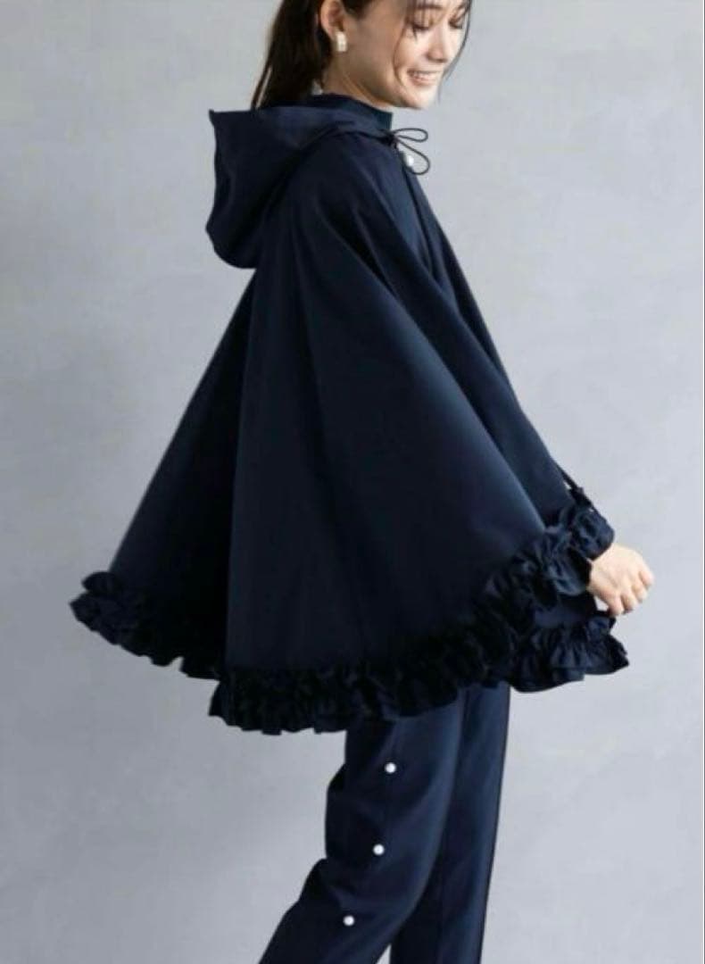 専用アメノチハレ ネイビー ポンチョ フリル付き