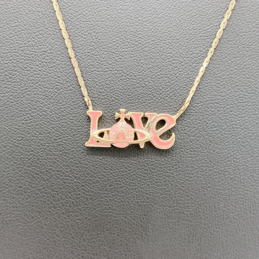 ヴィヴィアンウエストウッド　ネックレス　ラブ ゴールドチェーン　オーブ　ピンク