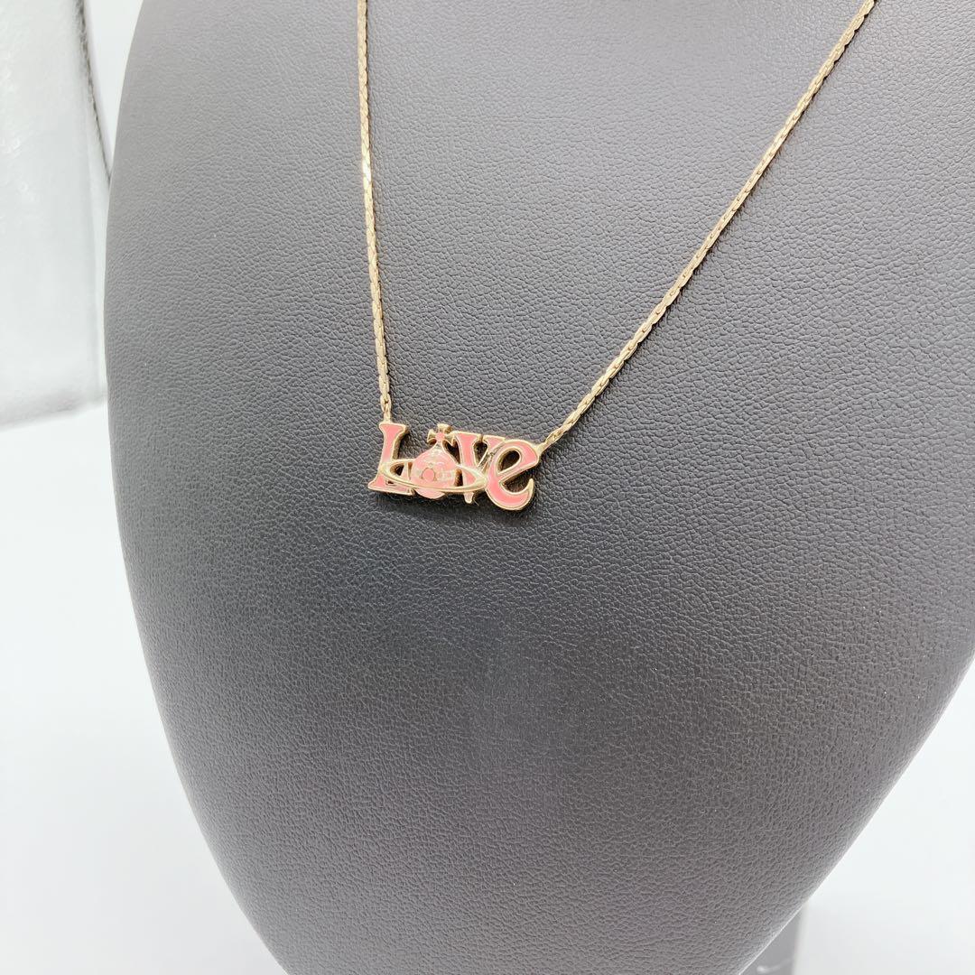 ヴィヴィアンウエストウッド　ネックレス　ラブ ゴールドチェーン　オーブ　ピンク