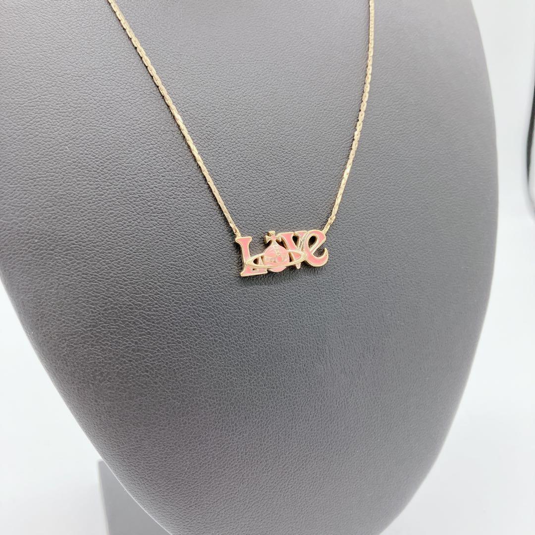 ヴィヴィアンウエストウッド　ネックレス　ラブ ゴールドチェーン　オーブ　ピンク