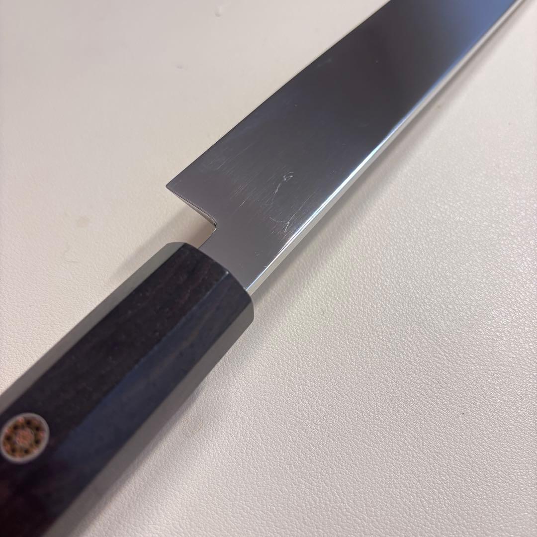 【特価限定】270mm 切付柳刃包丁 鏡面　黒檀八角柄 刺身包丁 「全鋼」'ᙀ