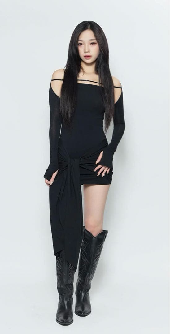 【ぽにまる】S waist drape dress mini