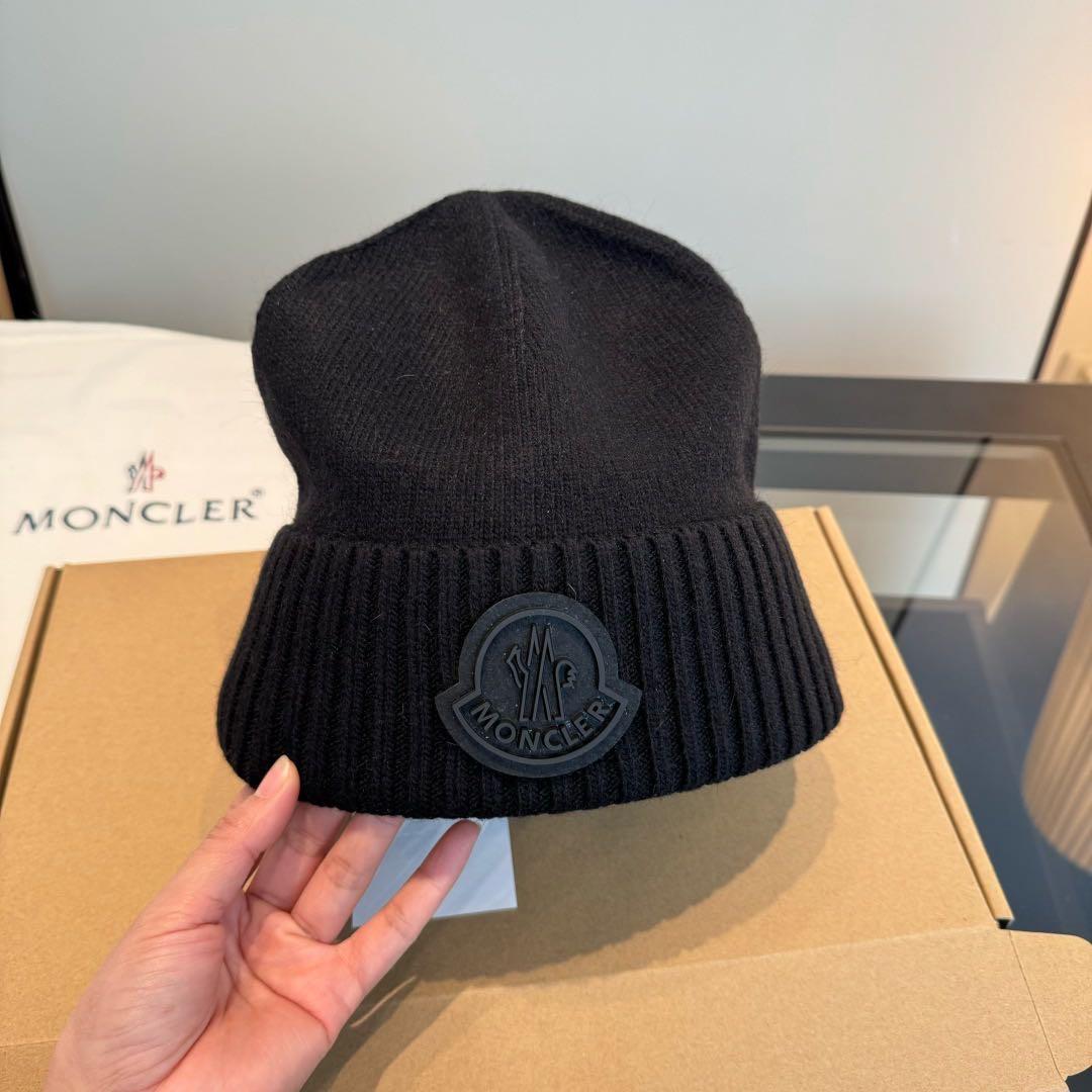 MONCLER ロゴ ニットキャップ ブラック