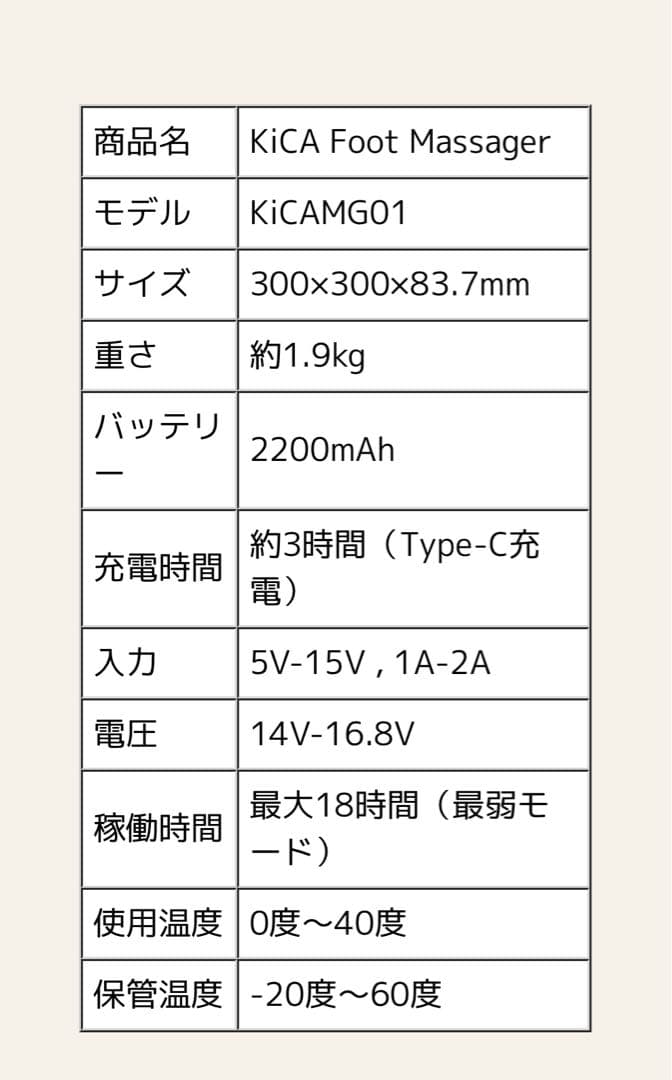 KiCA フットマッサージャー フットマッサージ機 天然磁石搭載 ワイヤレスレス