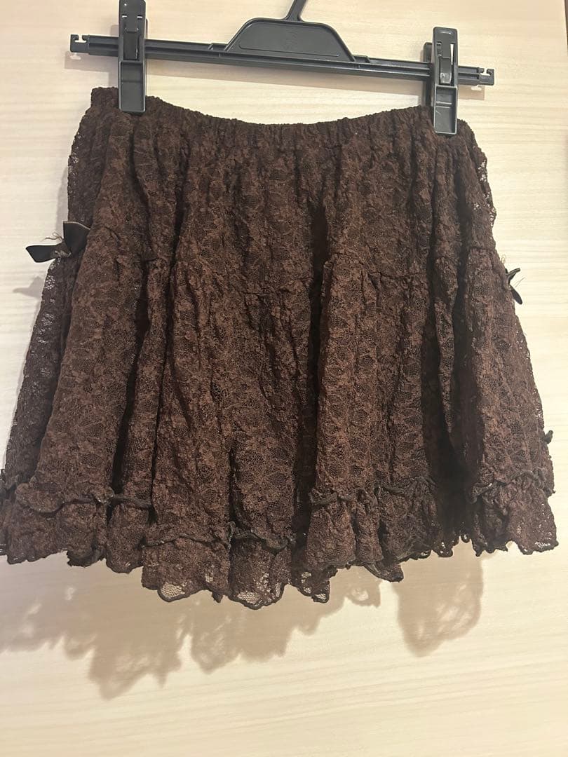 LIZLISA リズリサ ブラウンレースフリルミニスカート