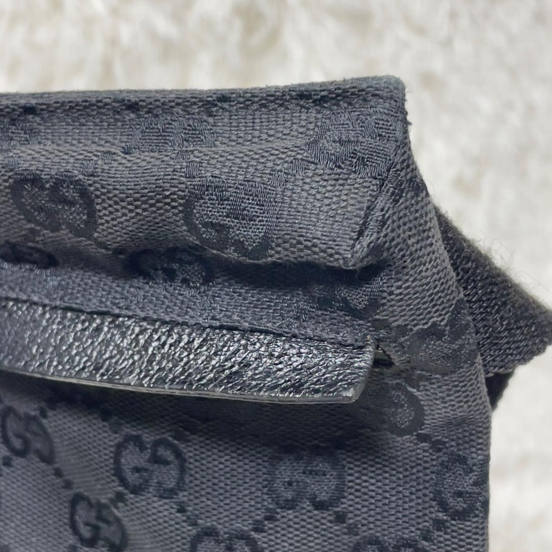 グッチ ボデイバッグ レザー ブラック GGキャンバス ウエストポーチ フラッペ