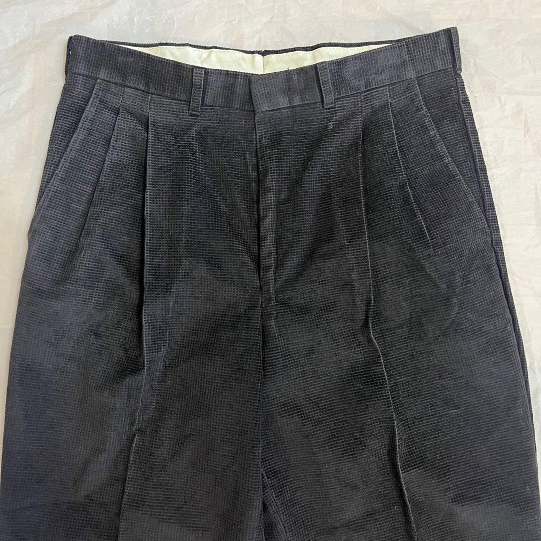 80s ヴィンテージ USA製 2タック コーデュロイパンツ ブラック