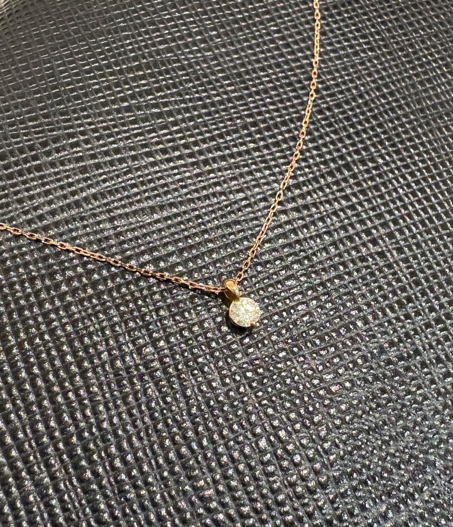 4℃ K10 ピンクゴールド ネックレス 一粒